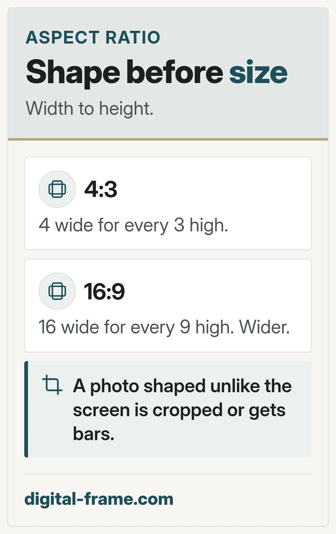 Shape before size. Width to height.