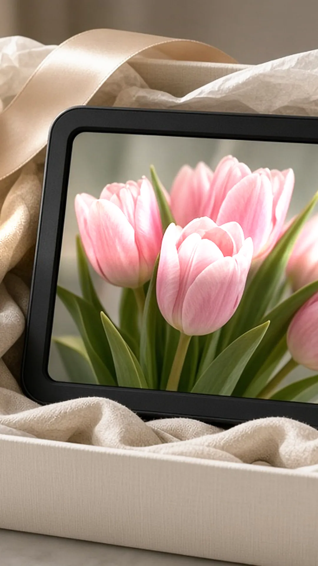 Digital frame in an open gift box